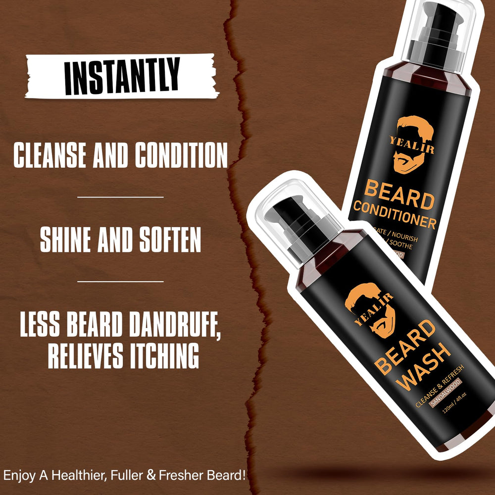 YEALIR beard care ingredients image highlights argan and jojoba oils for nourishment.