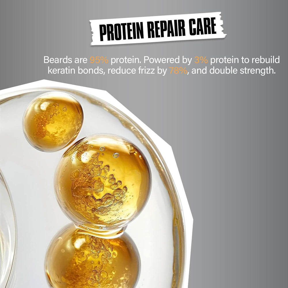 YEALIR beard wash ingredients bottle highlights 3% protein and biotin