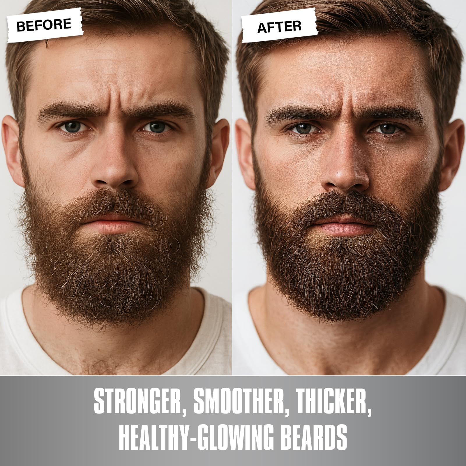 YEALIR beard wash label detail emphasizes sandalwood scent
