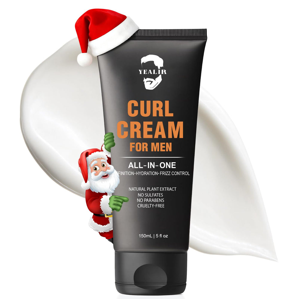 YEALIR curl cream for men 5oz bottle front delivers defined curls with medium hold.