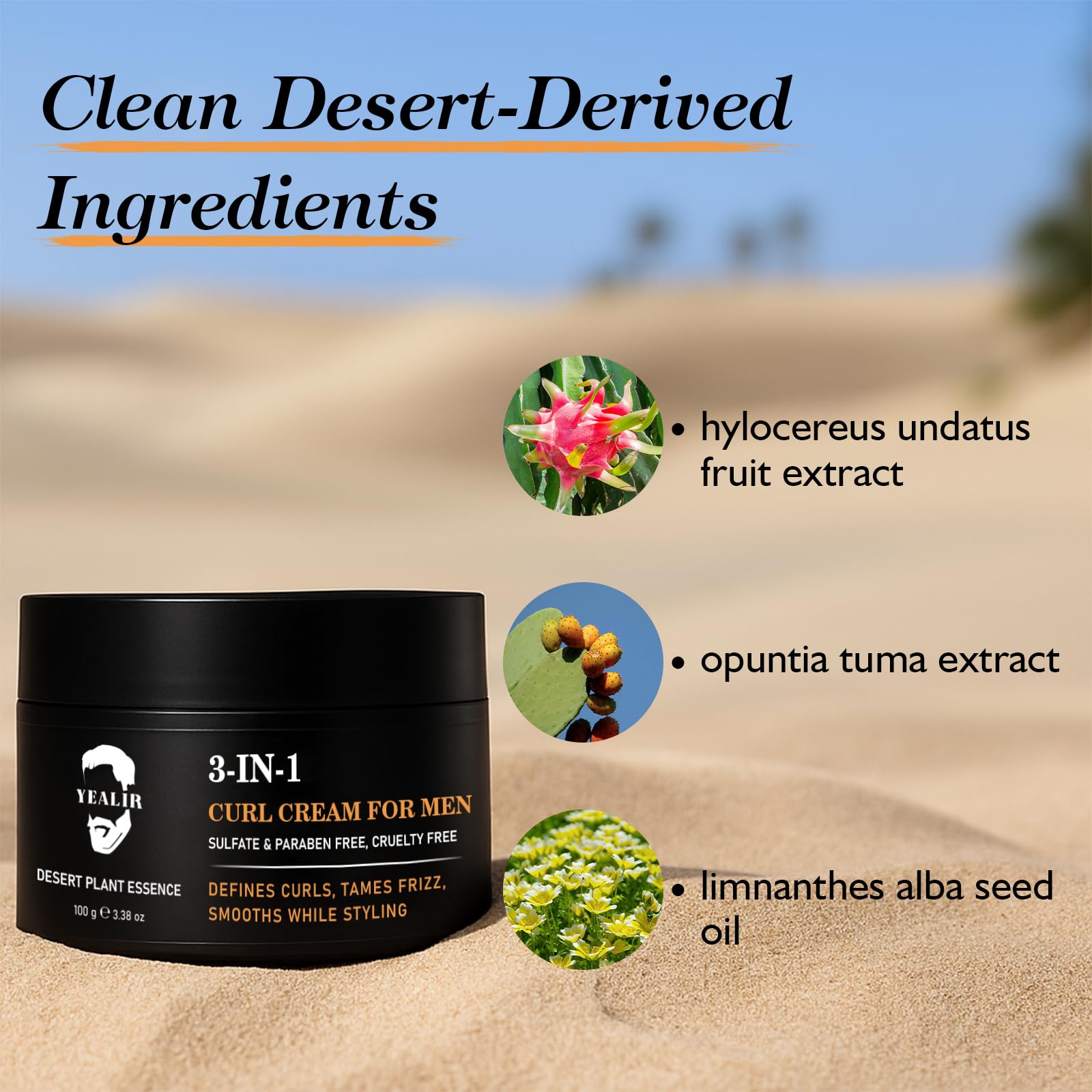 YEALIR desert botanicals opuntia extract – conditioning strands for improved manageability.