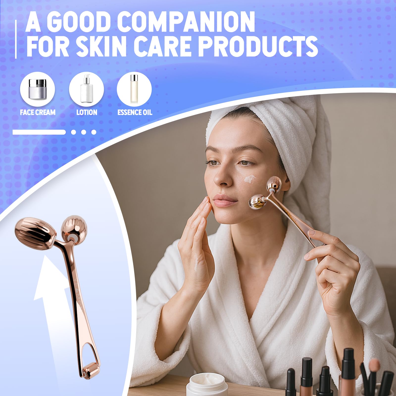 Yeamon eye roller and cheeks roller used under-eye area for targeted relief.