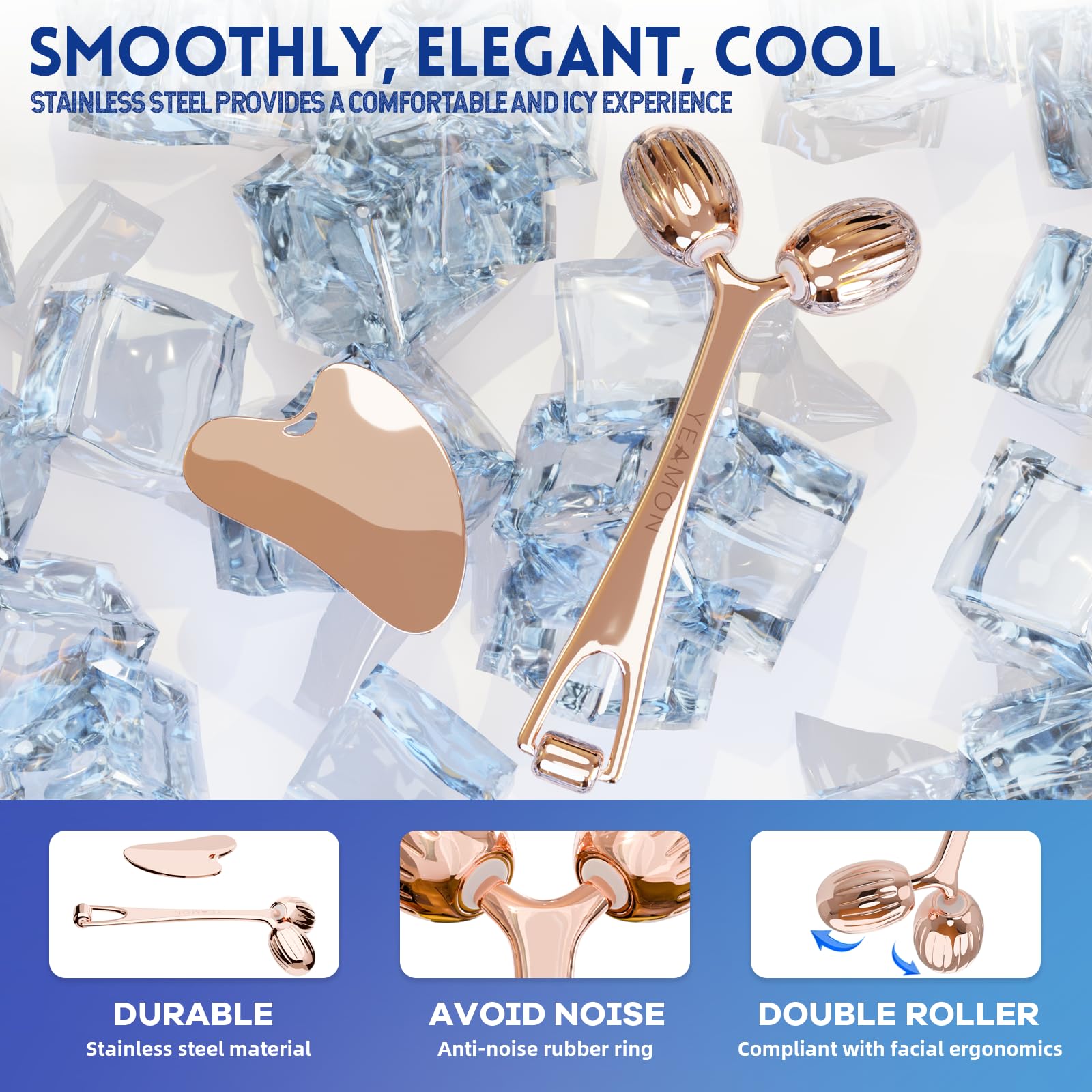 Yeamon dual-ended face roller close-up designed for full coverage and under-eye care.
