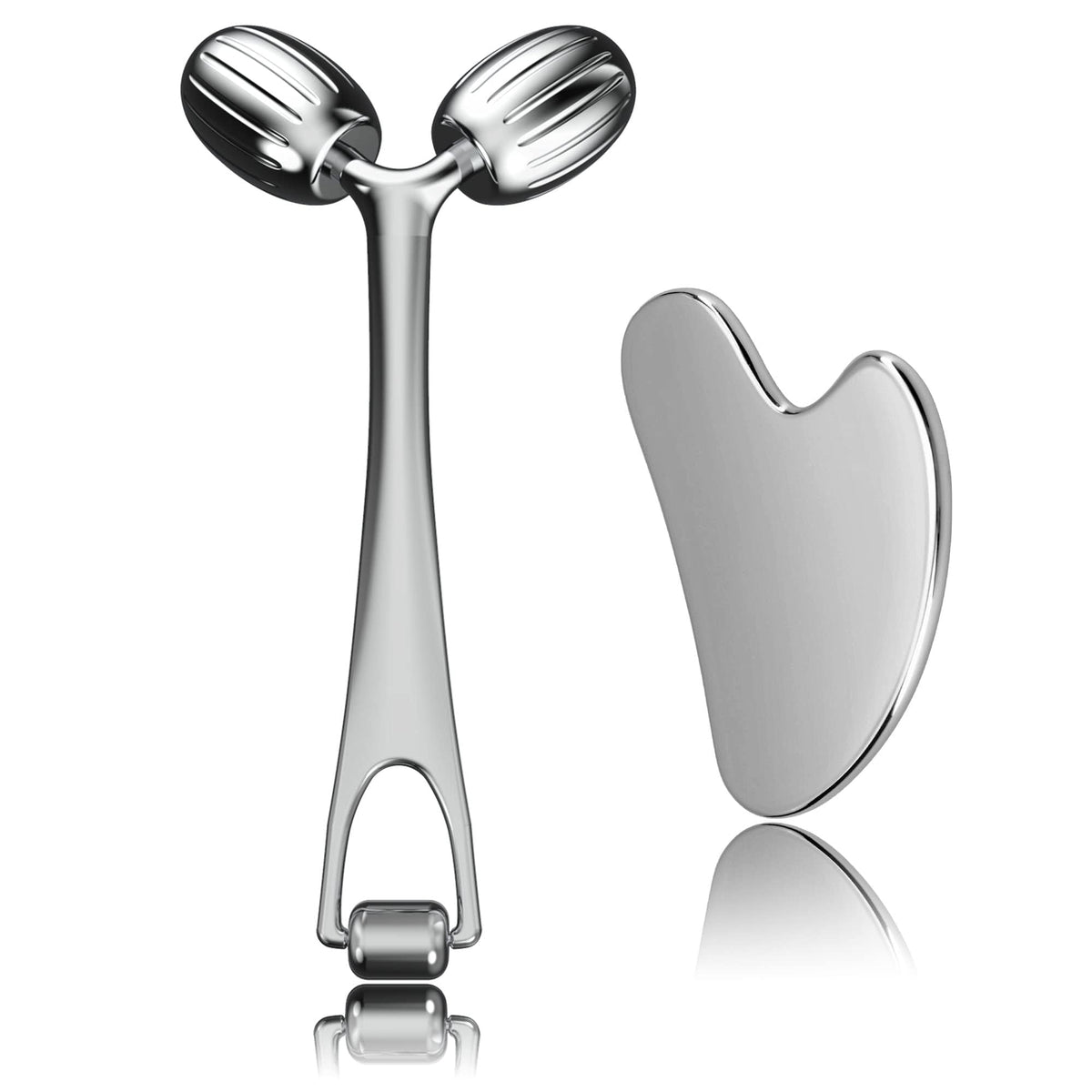 Yeamon all-metal gua sha tool and face roller for cooling facial massage.