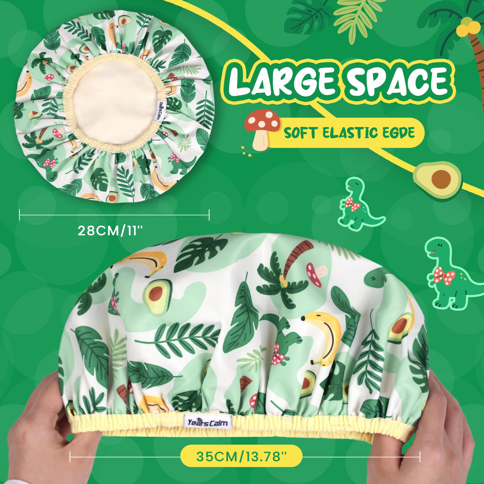Years calm Kids Shower Cap with elephant pattern offers reversible color for fun bath routines