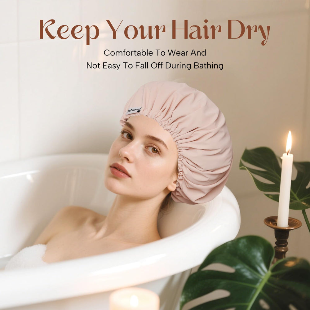 Years Calm shower cap light pink color adds style to routines