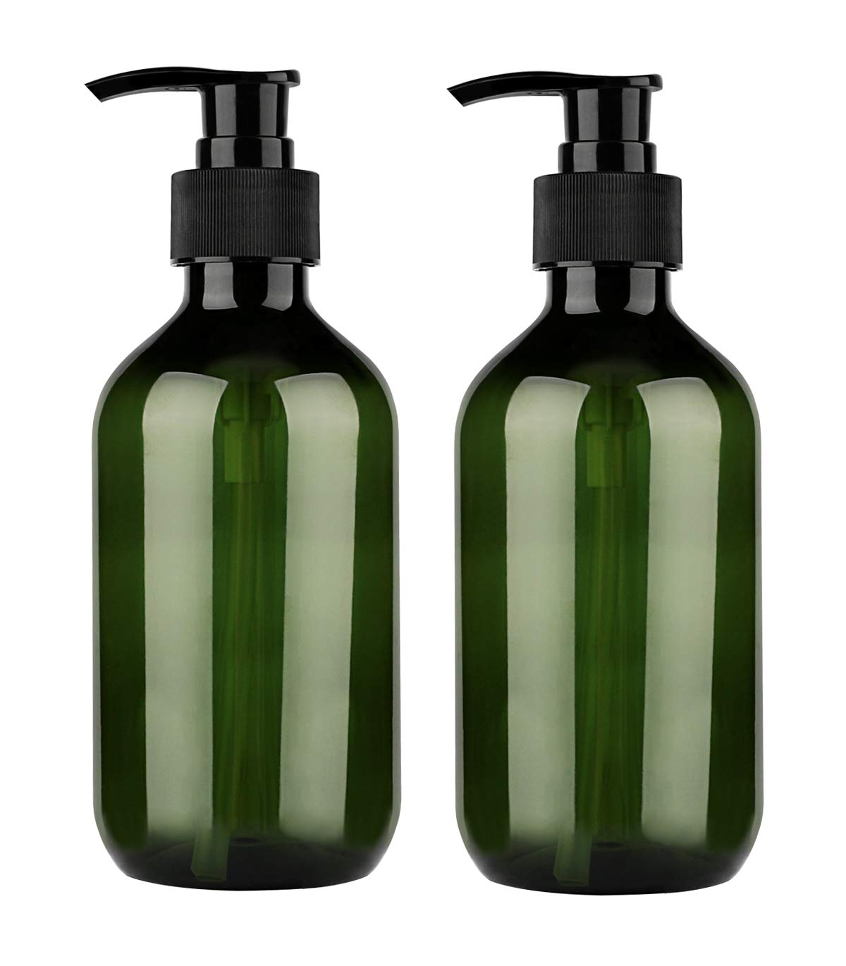 Yebeauty pump bottle green 10oz side view showing a durable daily-use dispenser for soap.