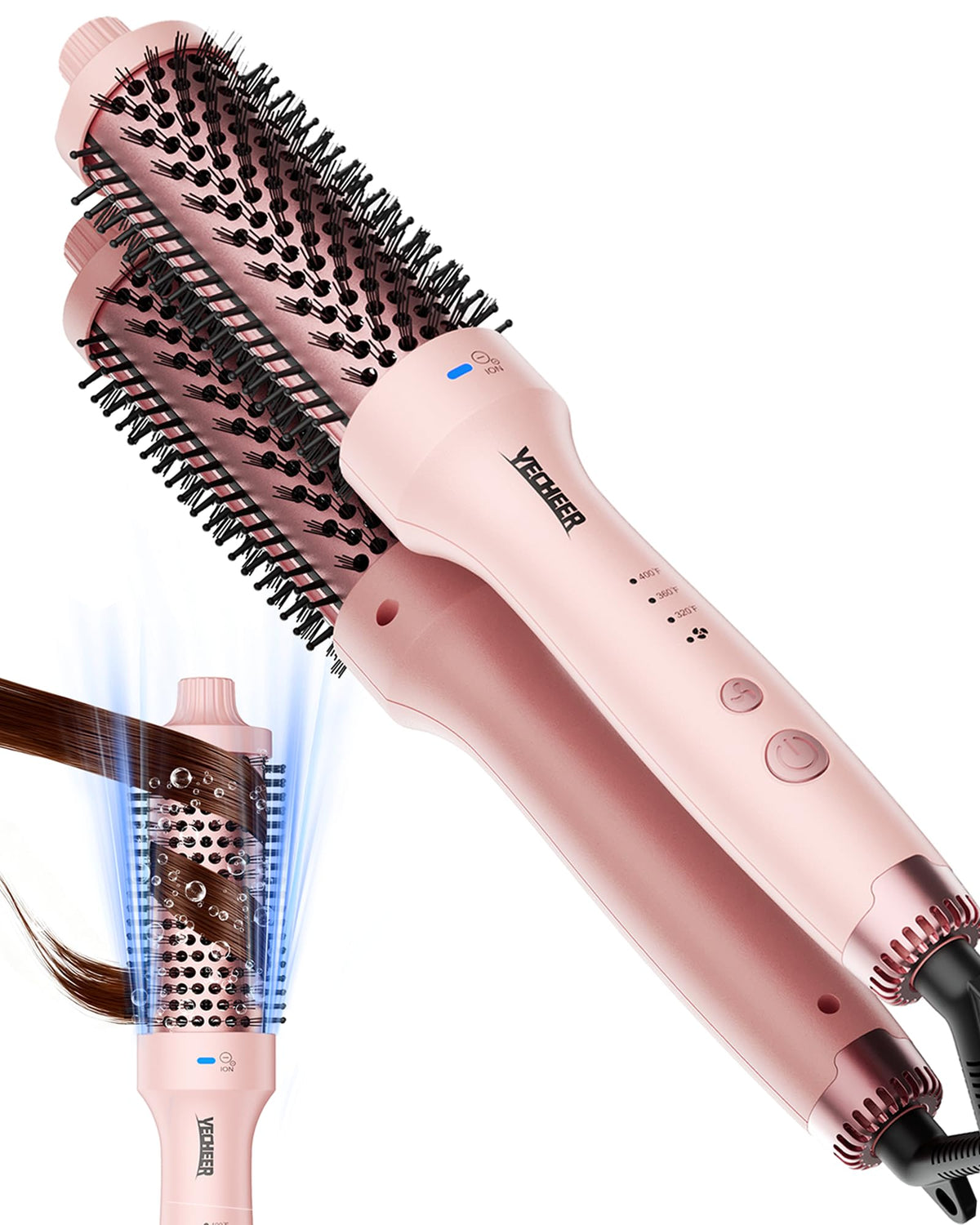YeCheer thermal brush barrel close-up with ceramic coating for even heat