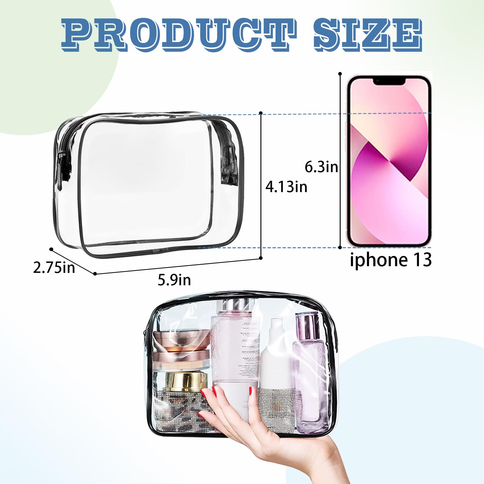 YedsIntu clear makeup bags bulk set showing multiple sizes for versatile packing.