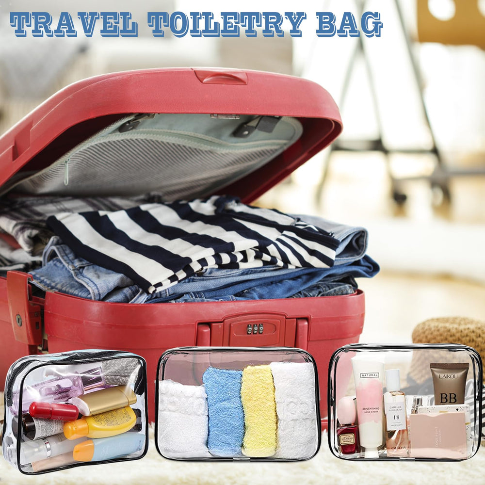 YedsIntu clear storage bags help organize cosmetics and toiletries efficiently.