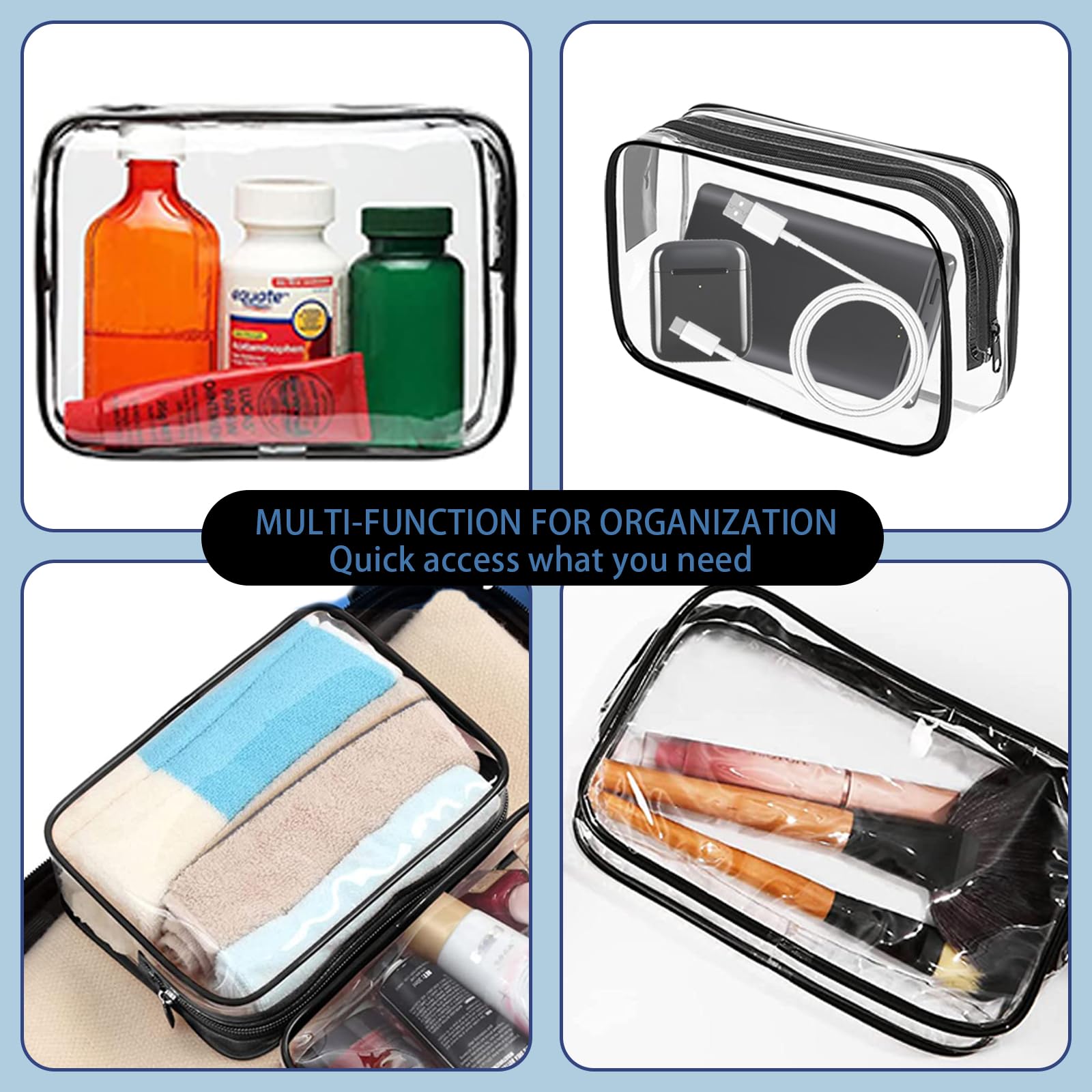 YedsIntu reinforced-seams clear pouches withstand frequent packing and use.
