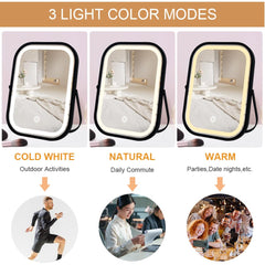 YEKKOPT travel mirror 360 rotation stand offers flexible viewing angles.