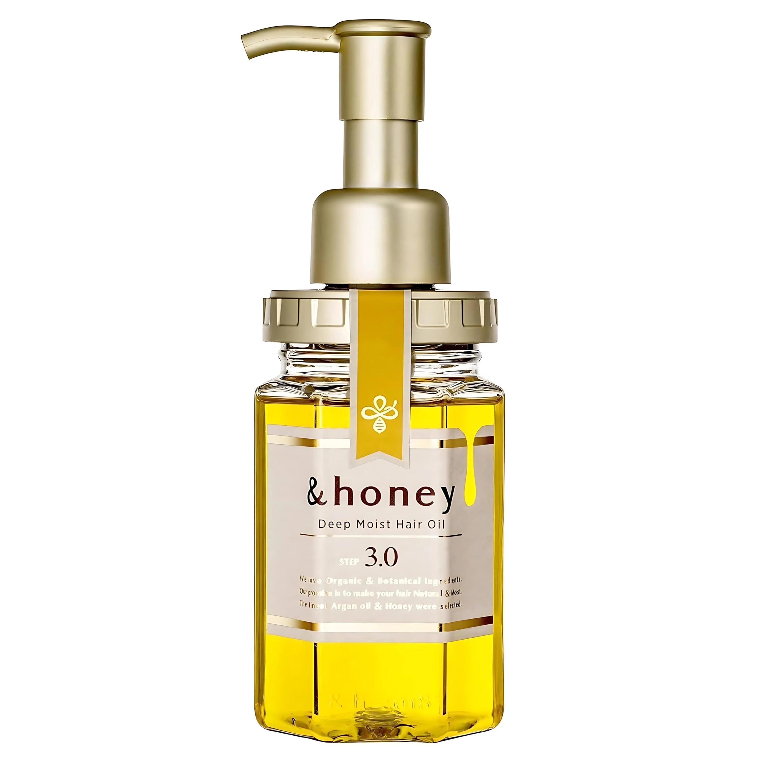Yeeyzzhoney Deep Moist Oil bottle provides lightweight hydration and shine.