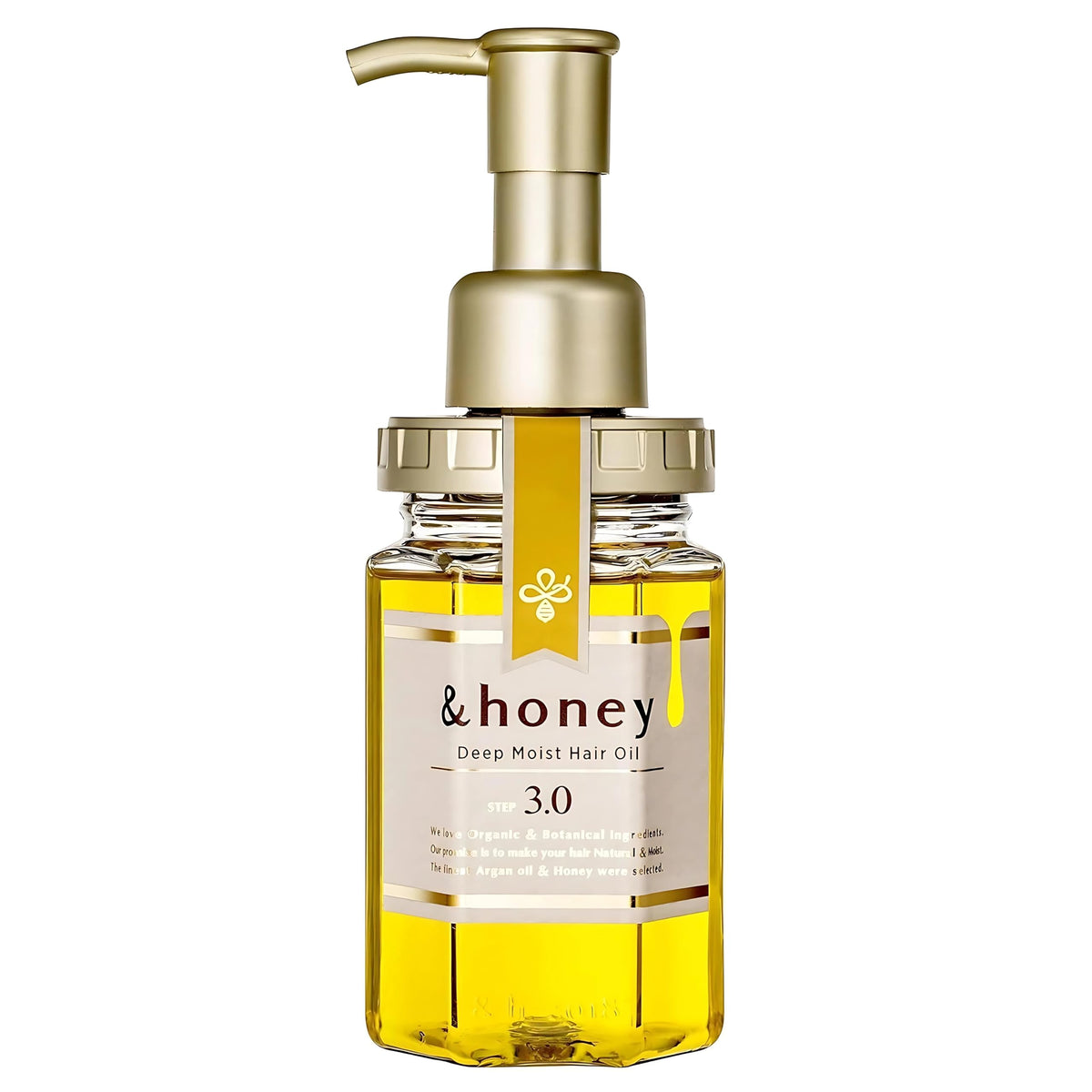 Yeeyzzhoney Deep Moist Oil bottle provides lightweight hydration and shine.