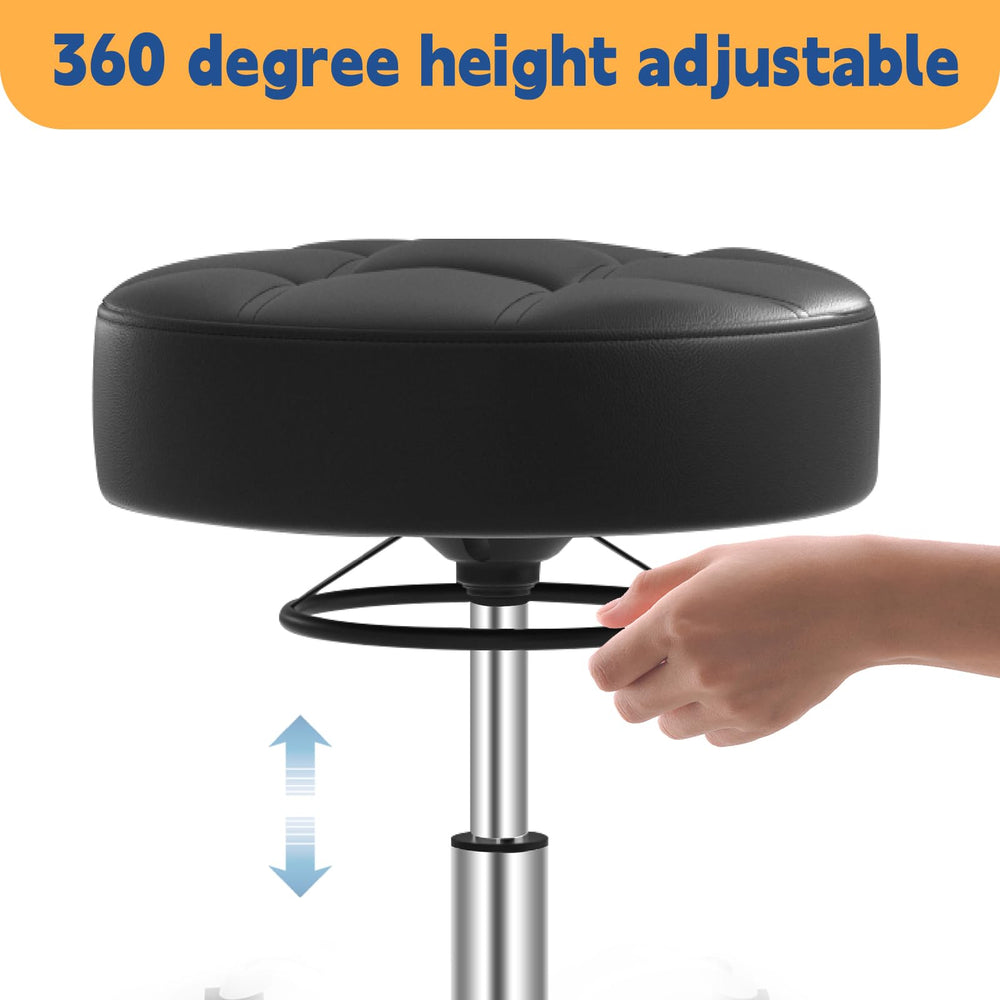 YEEZEE rolling stool quiet wheels glide smoothly with minimal noise.