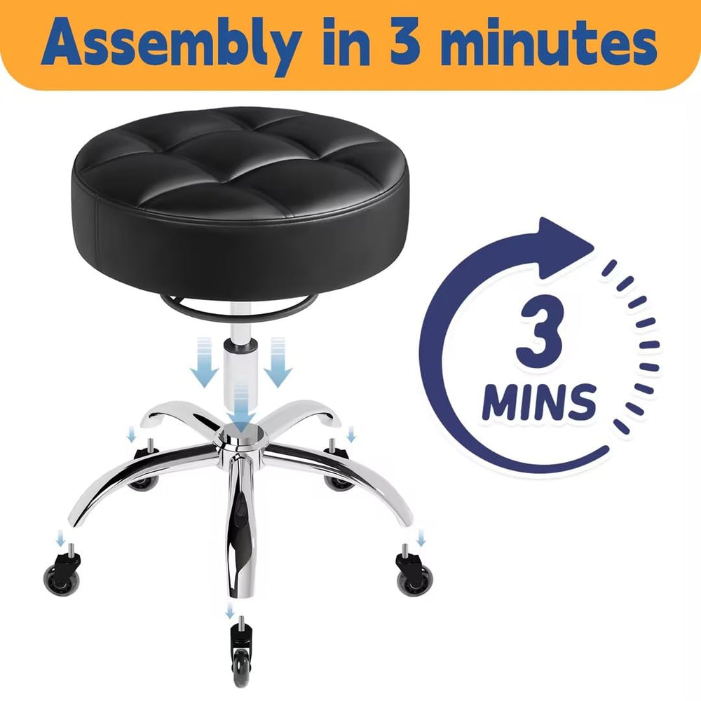 YEEZEE rolling stool upgraded installation simplifies assembly in minutes.
