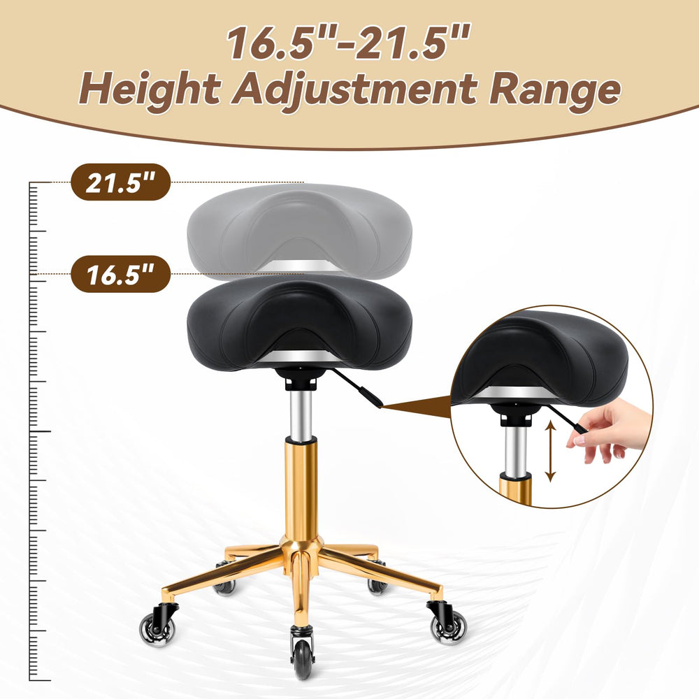 Yeezee saddle stool 4-level-height-adjustment lets you customize seating height easily