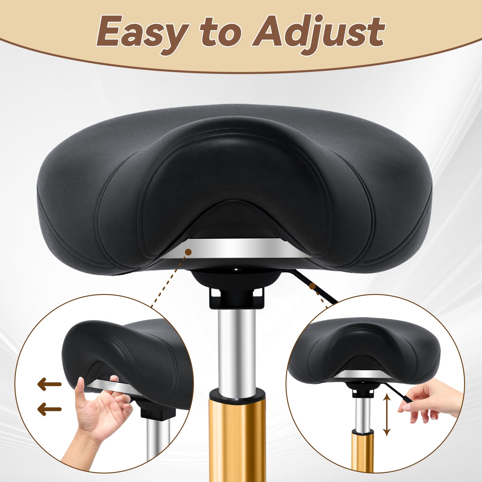 Yeezee saddle stool premium-gold-plated-detail adds a refined, premium finish