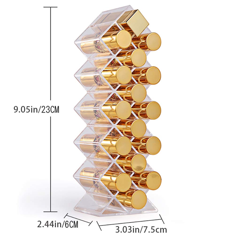 YIEZI clear acrylic lipstick organizer front display with quick color recognition.