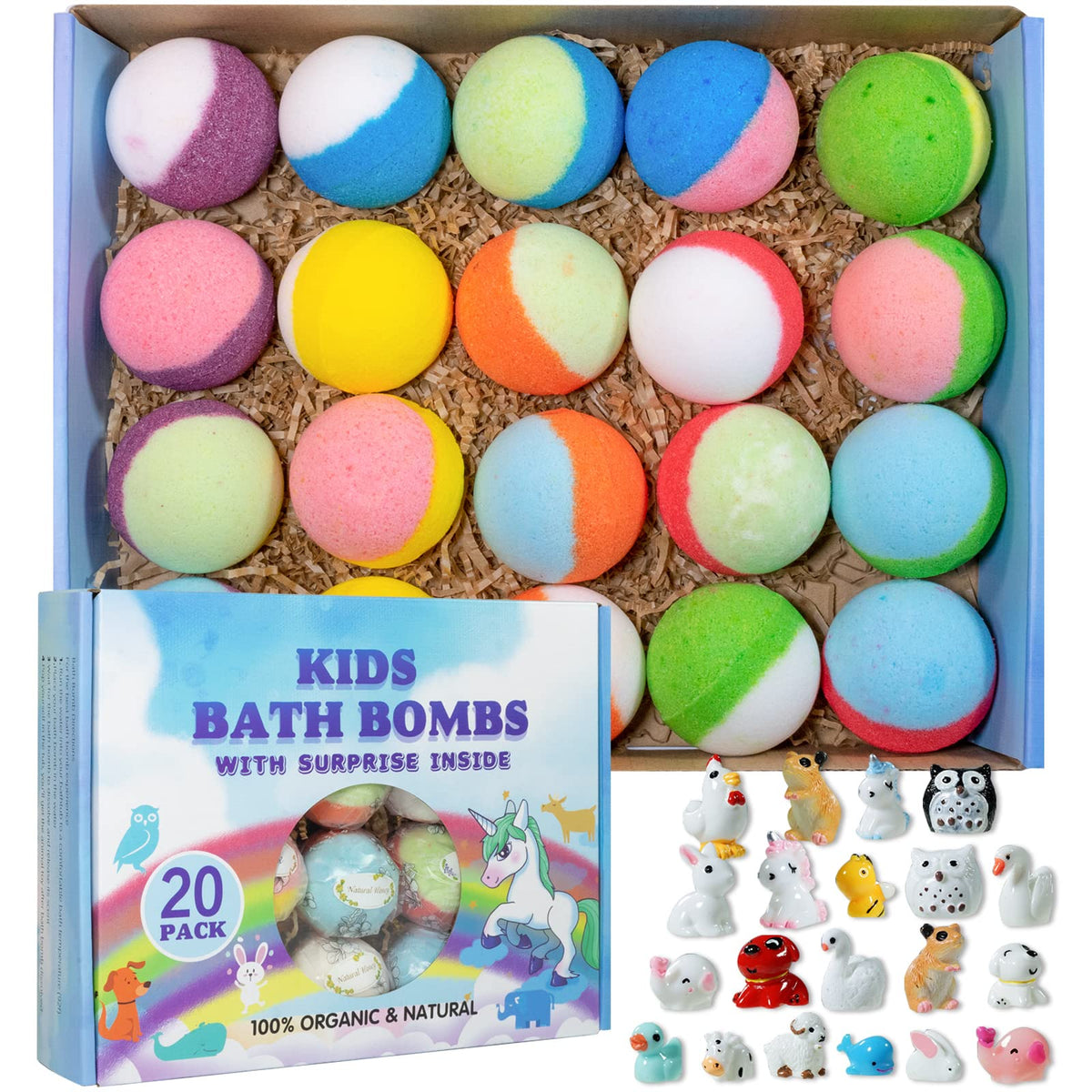 Yekery bath bomb gift box with toy inside inspires playful bath time.