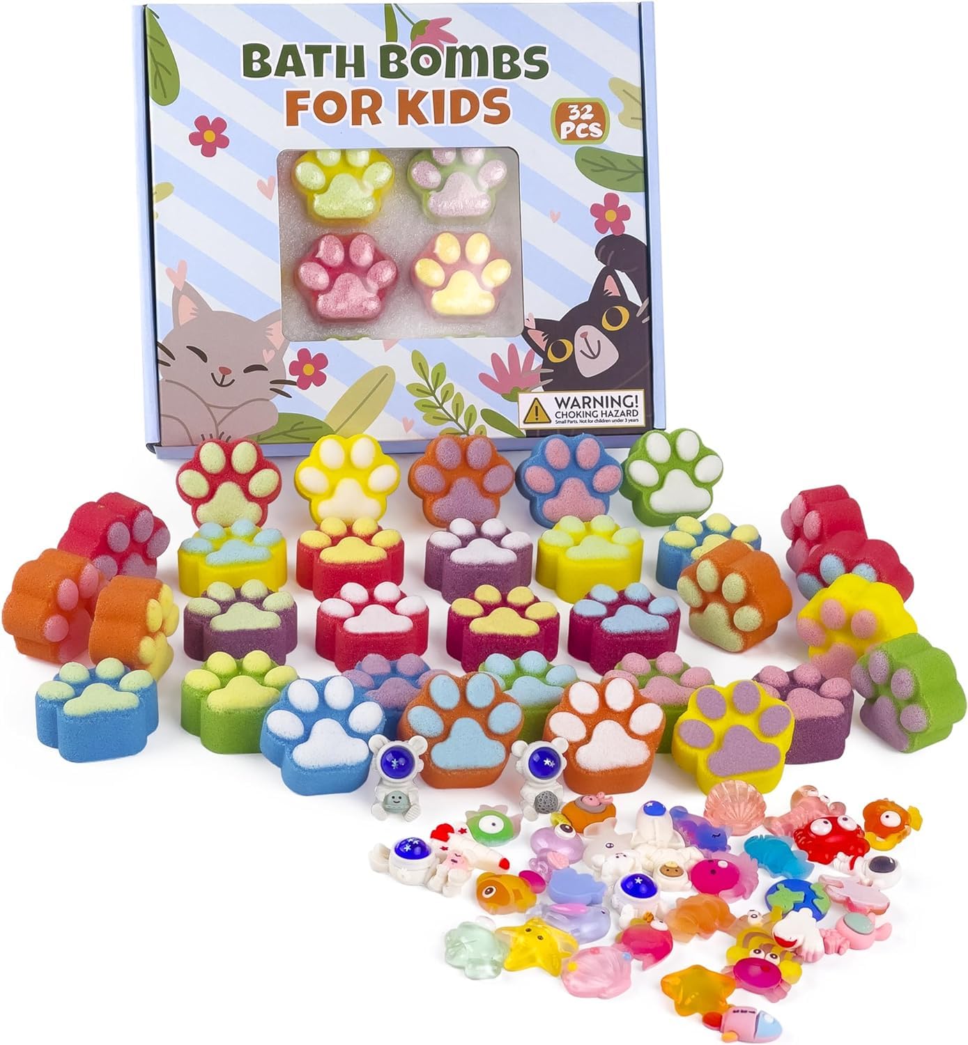 Yekery paw bath bombs 32 pack ready for kids bath time fun with surprises inside