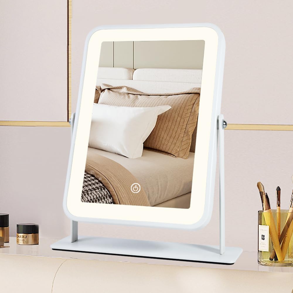 YEKKOPT compact vanity mirror with sturdy stand for small desks and vanities