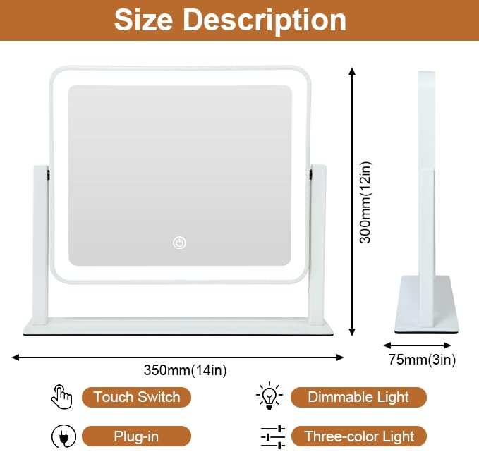 YEKKOPT LED makeup mirror 360-degree rotation for easy angle adjustment.