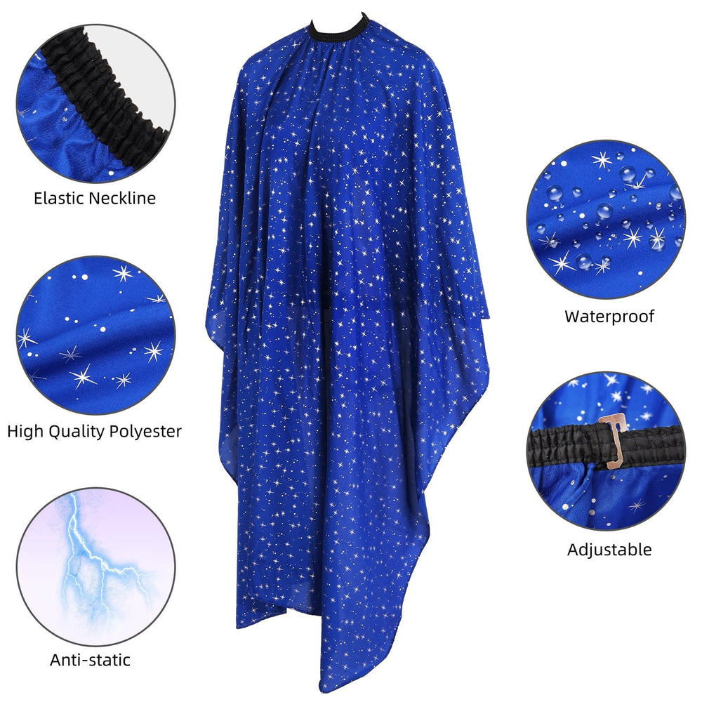 YELEGAI barber cape closeup shows soft water-repellent material for comfortable wear.