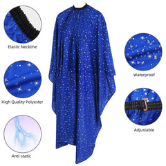 YELEGAI barber cape closeup shows soft water-repellent material for comfortable wear.
