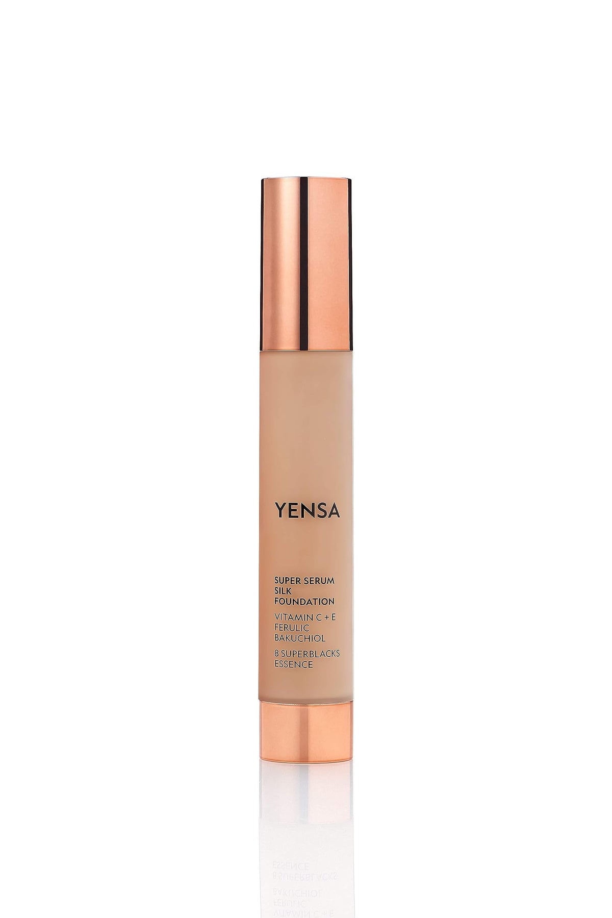 YENSA Serum Foundation bottle close-up highlighting luxe packaging and hydrating full-coverage finish