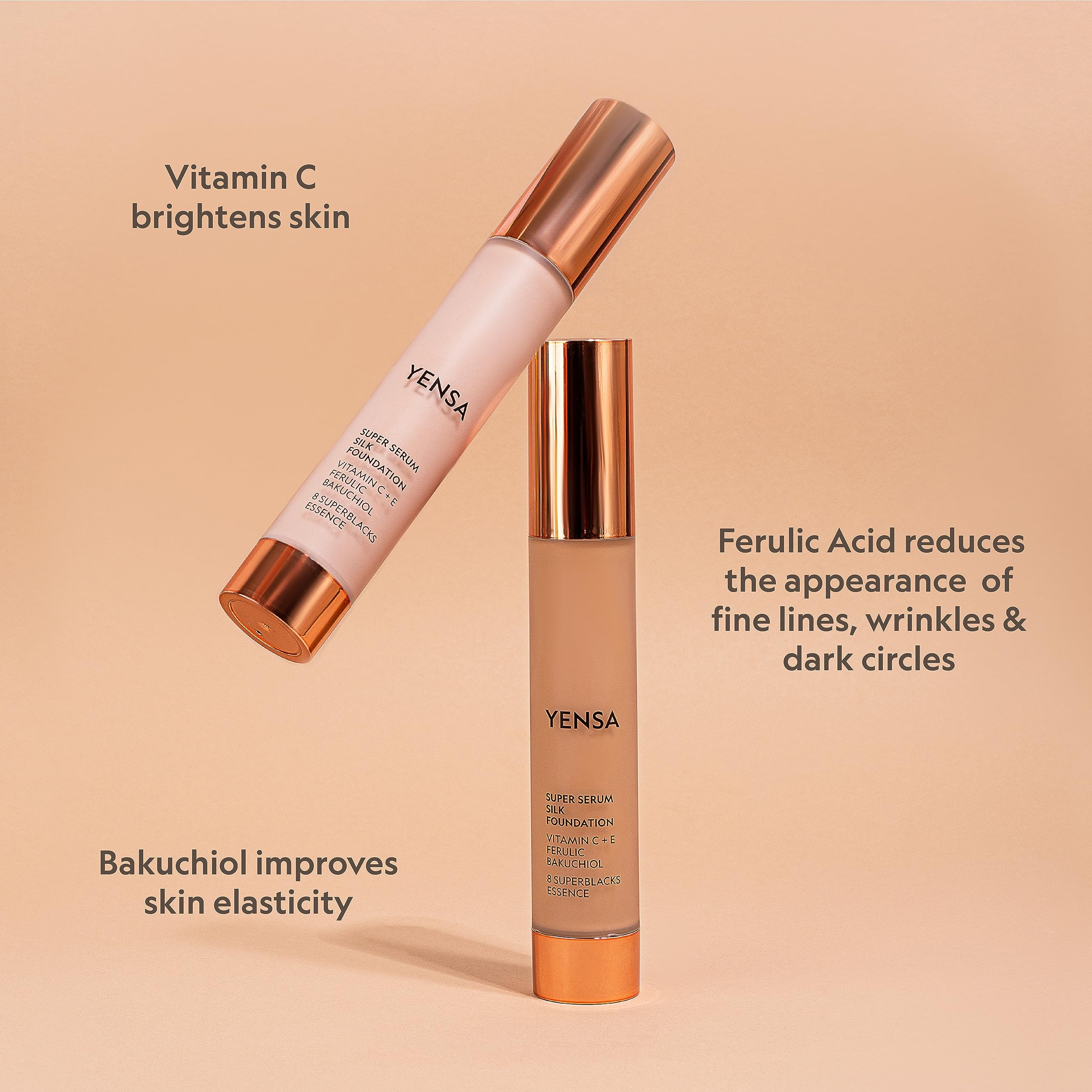 YENSA Serum Foundation ingredients spotlight peptides and vitamin C for luminous skin