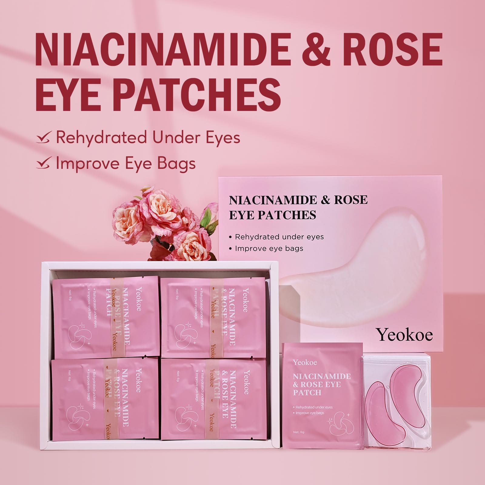 Yeokoe under-eye patches foil pack, ready-to-use hydration on the go.