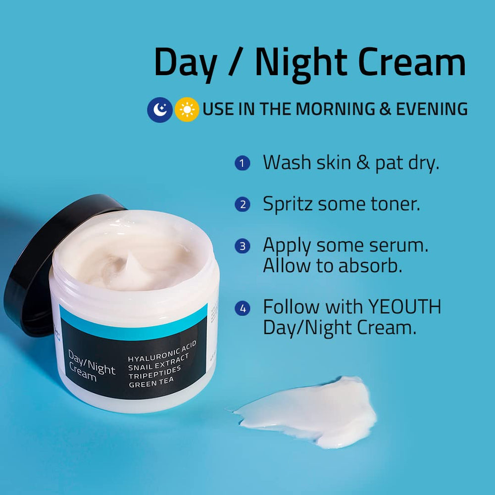YEOUTH All-skin-types routine image – day and night moisturizer for versatile care.