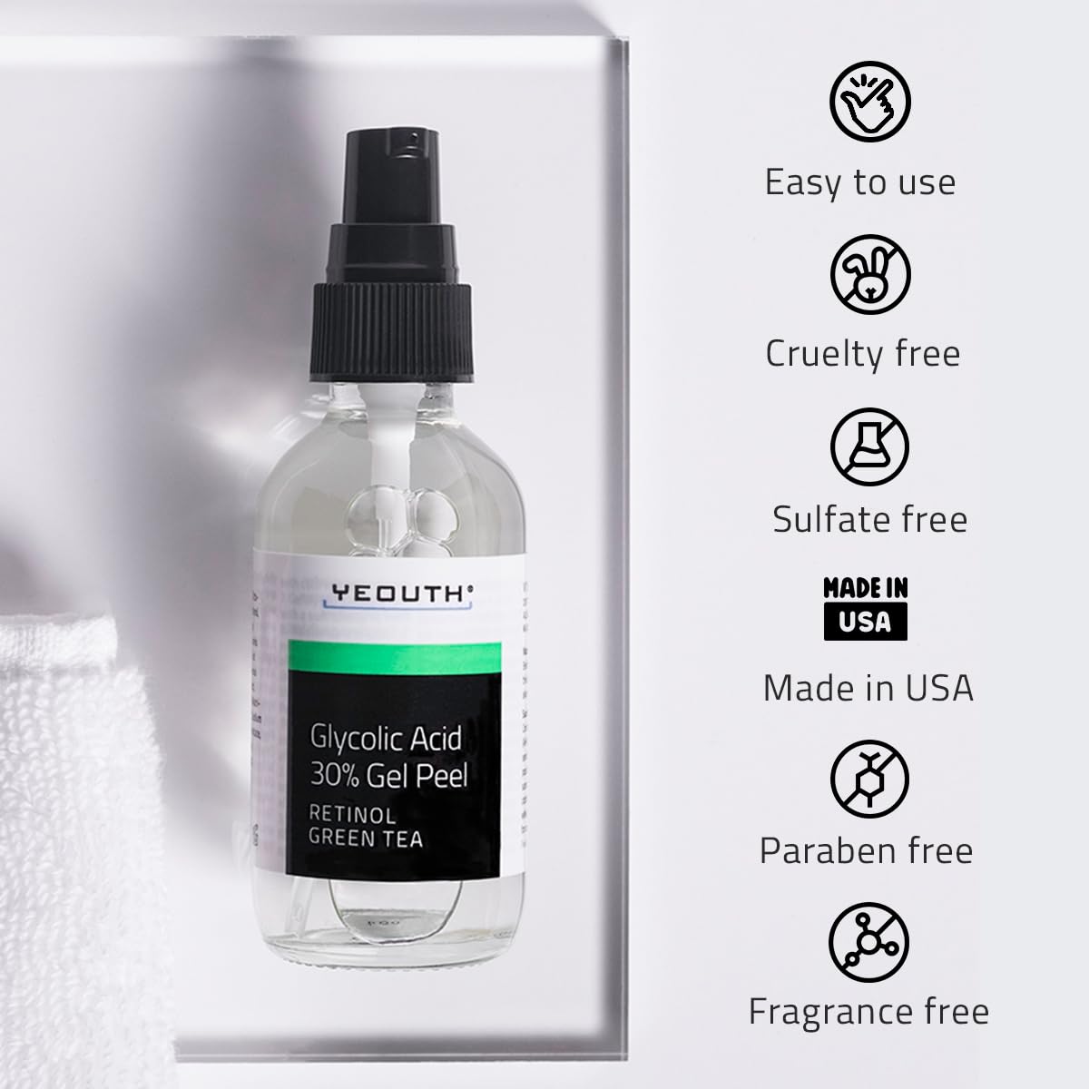 YEOUTH dermatology-tested seal on packaging for safe home use.