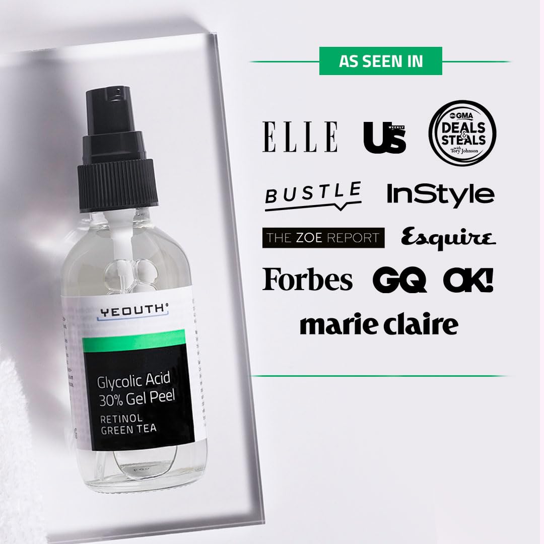 YEOUTH glycolic acid peel application shows easy at-home exfoliation routine.