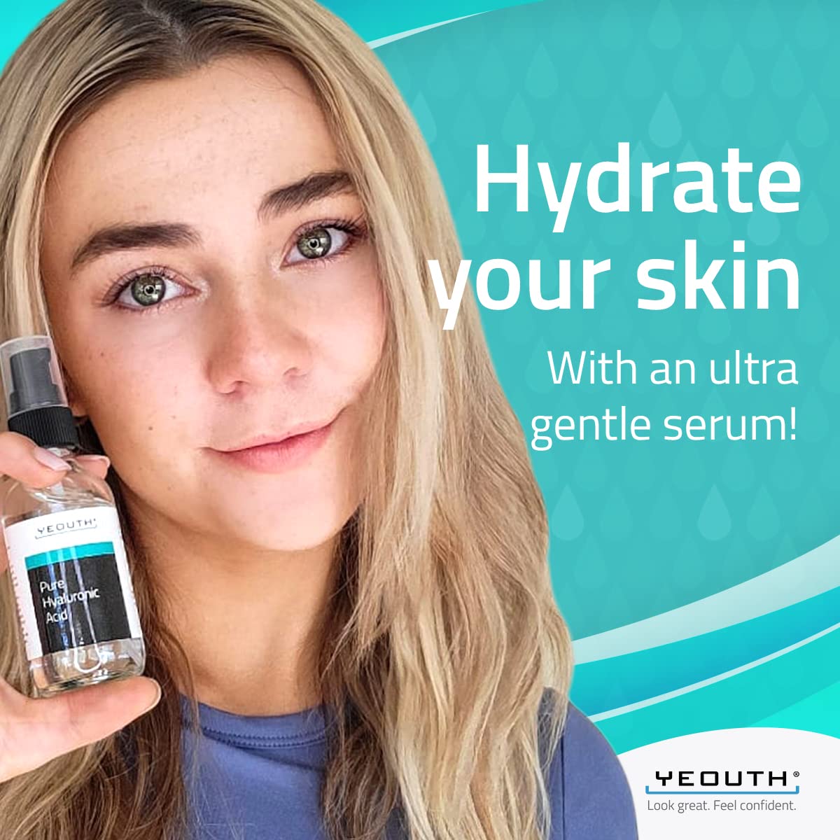 YEOUTH Hyaluronic Acid Serum vanity setup for a simple morning routine.