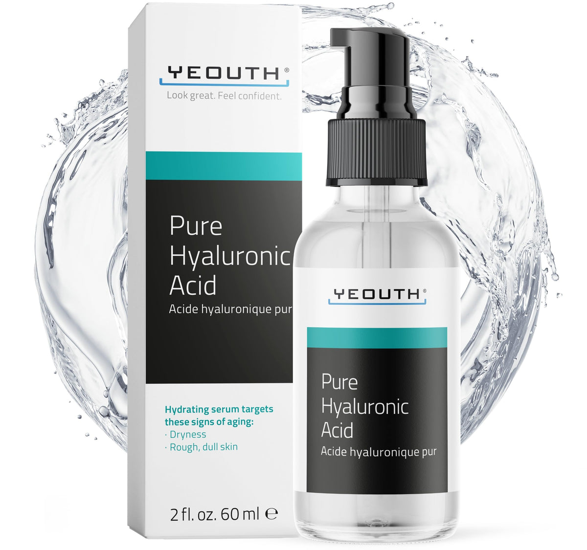 YEOUTH Pure Hyaluronic Acid Serum bottle highlights lightweight hydration for dry skin