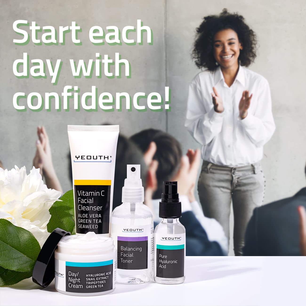 YEOUTH toner and serum duo in frame for prep before moisturizer