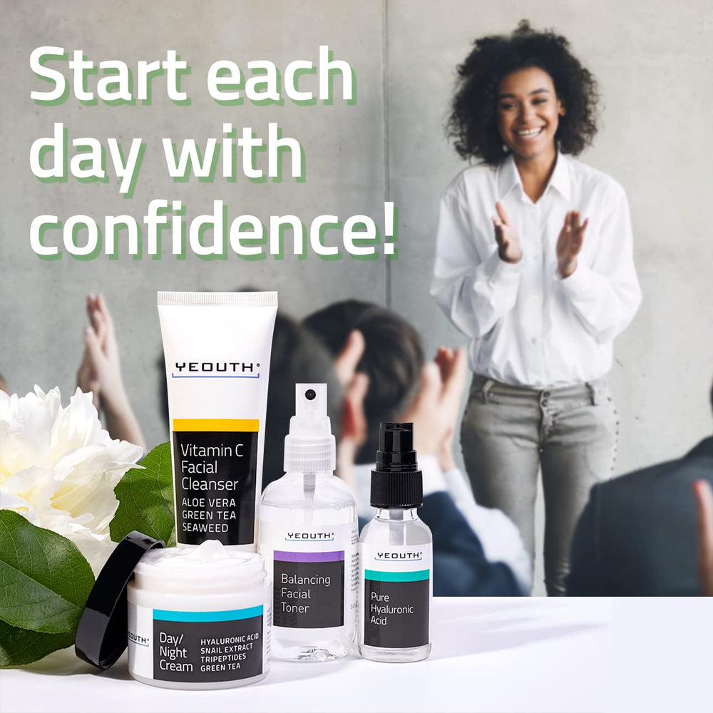YEOUTH toner and serum duo in frame for prep before moisturizer