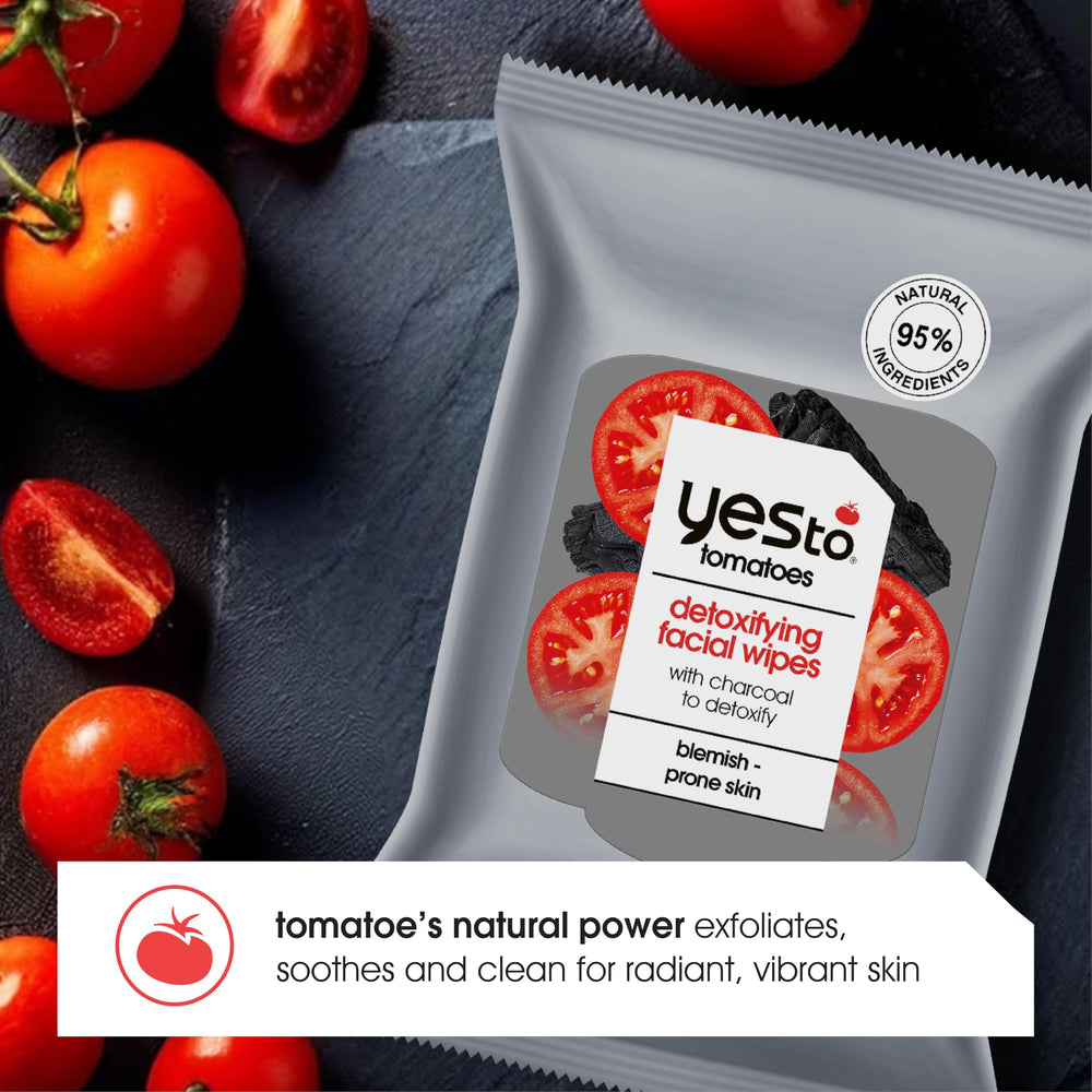 Yes To charcoal wipes close-up showing sleek black texture for detox cleansing
