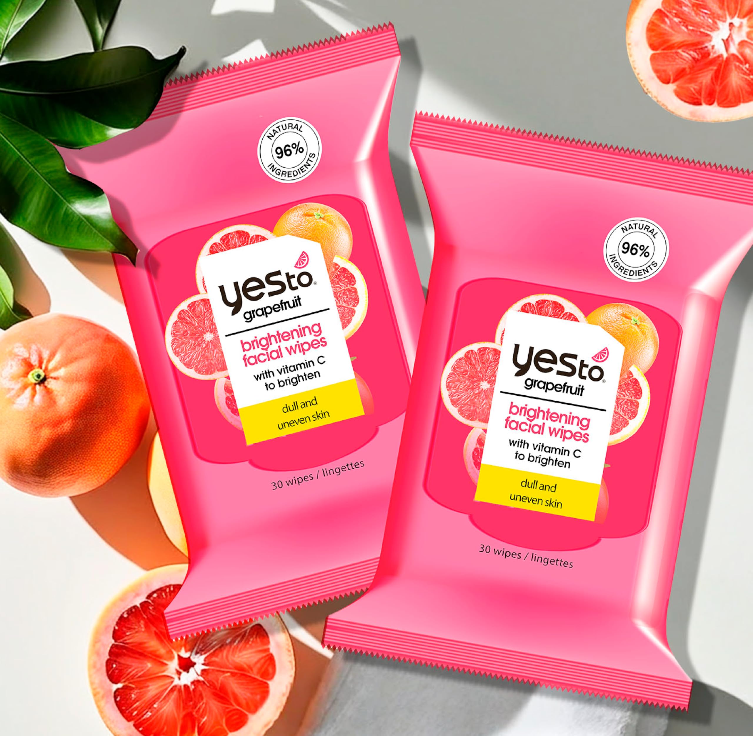 Yes To Grapefruit toallitas faciales uso diario para piel limpia.