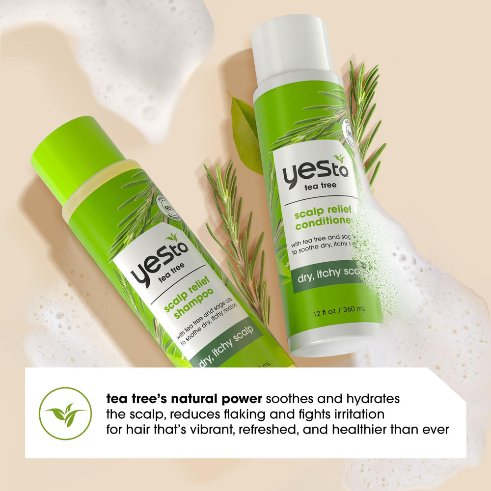 Yes To Tea Tree & Sage Conditioner rinse close-up – kukui seed oil adds softness and moisturization.