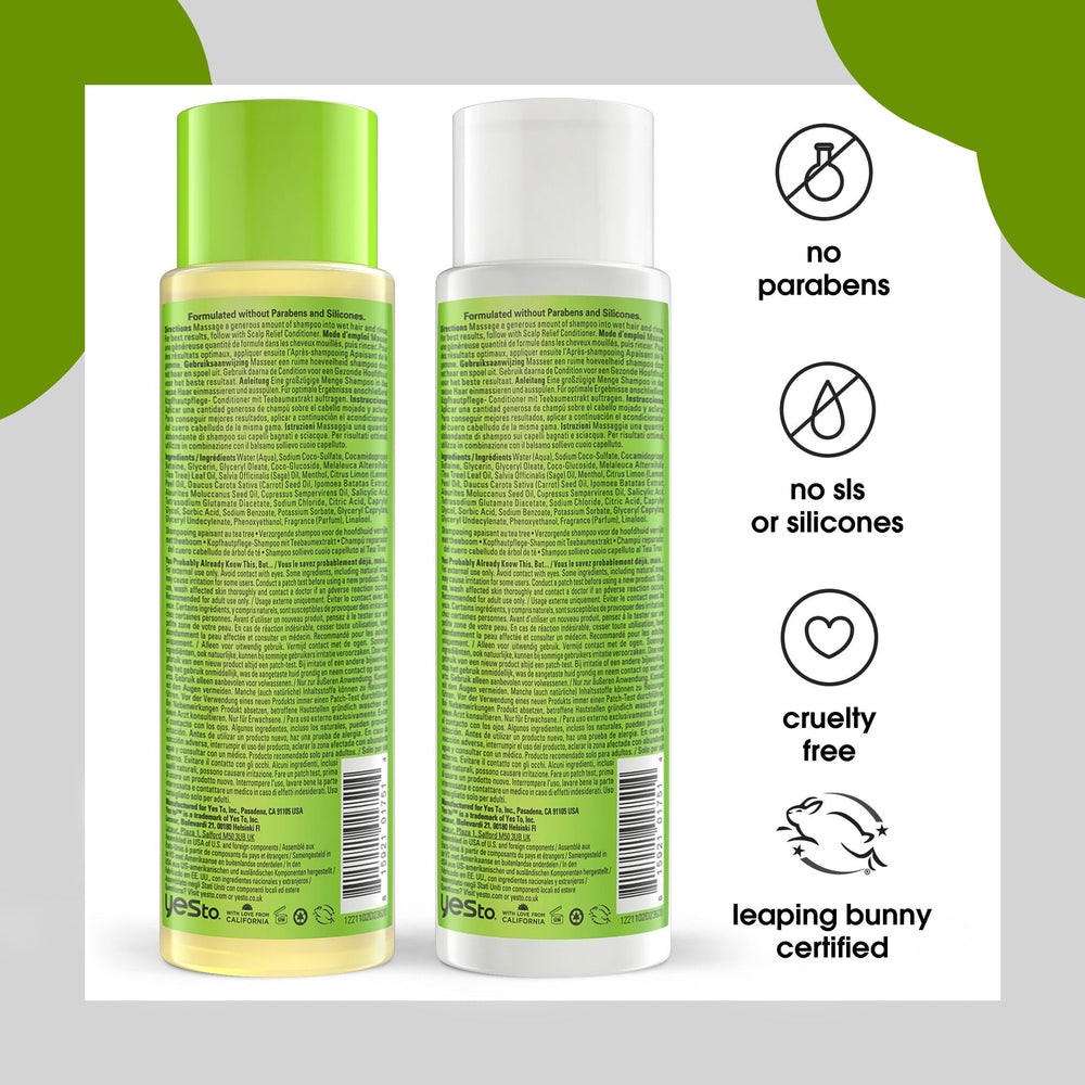 Yes To Tea Tree & Sage Shampoo lather close-up – foamy cleanse with gentle exfoliation for scalp refresh.
