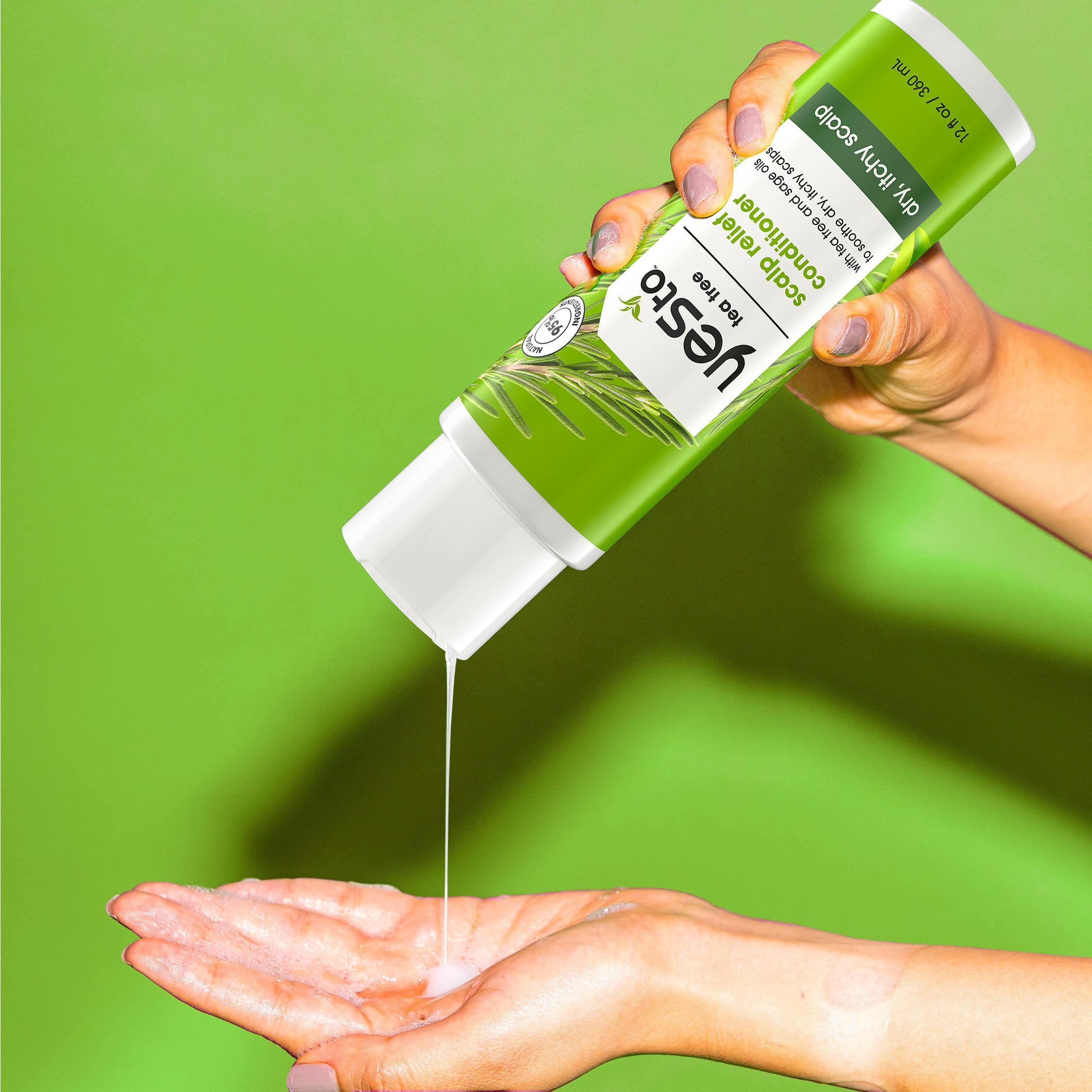 Yes To Tea Tree shower routine scene emphasizes invigorating cleanse and gentle scalp care.