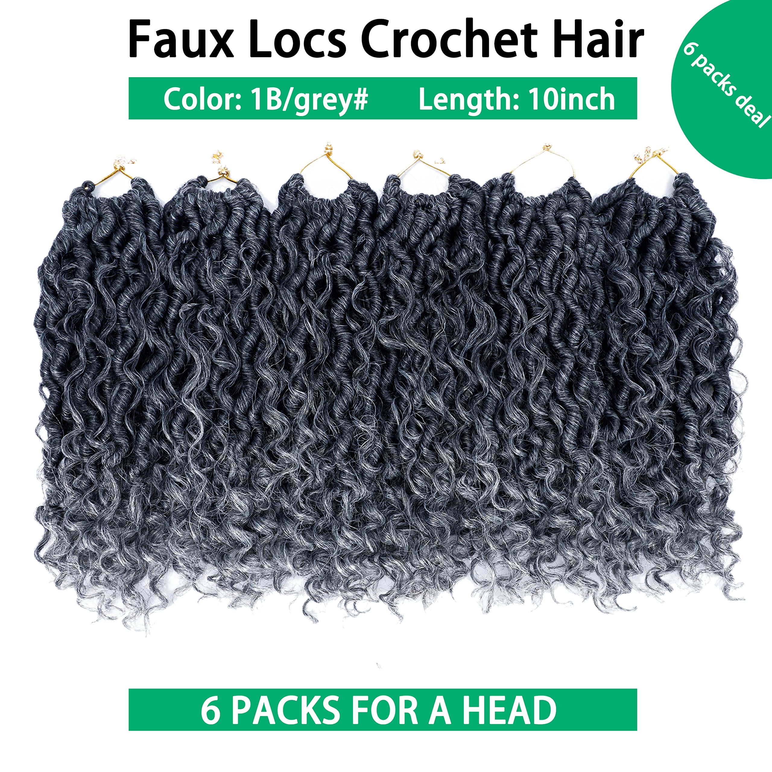 Yesego goddess locs crochet hair ombre grey waves highlight boho style.