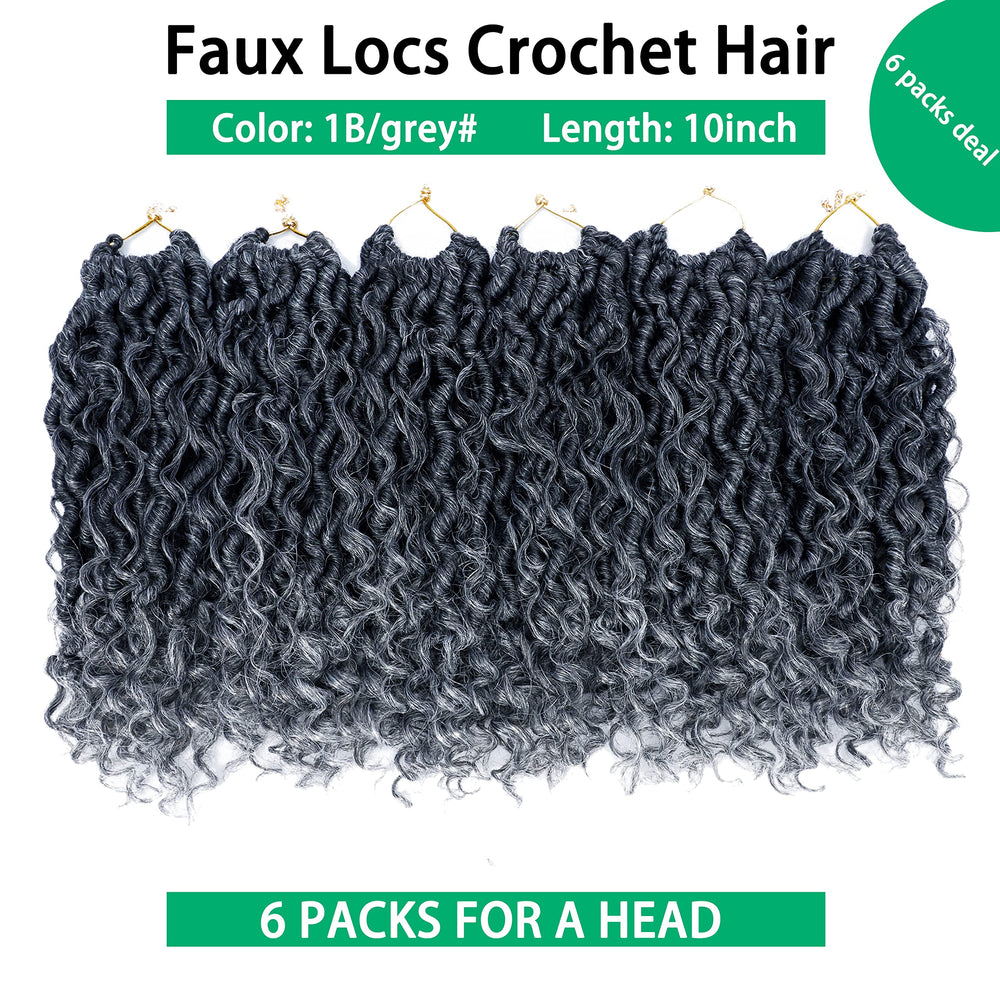 Yesego goddess locs crochet hair ombre grey waves highlight boho style.