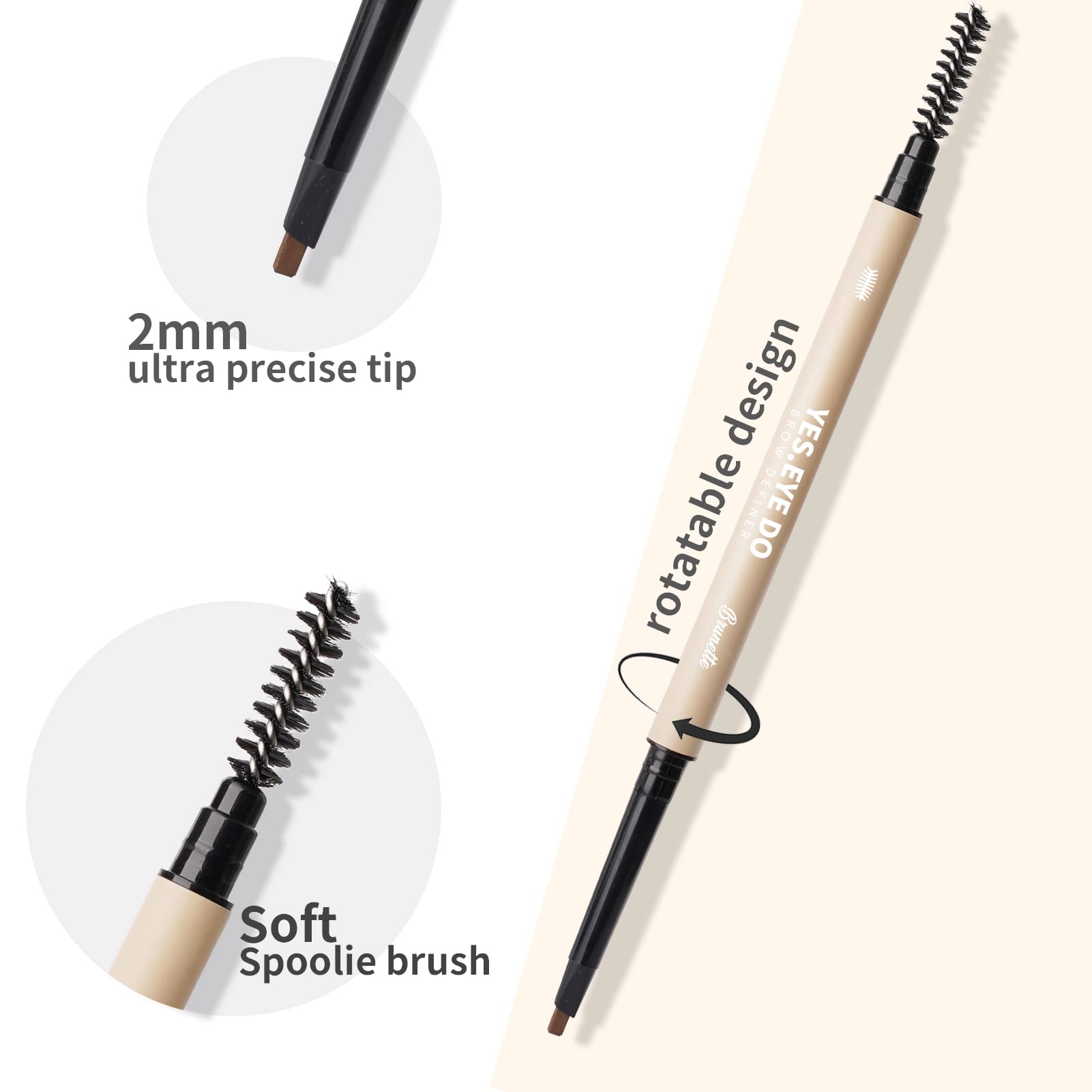 YES.EYE DO dual-ended brow pencil with triangular tip for precise filling and contouring.