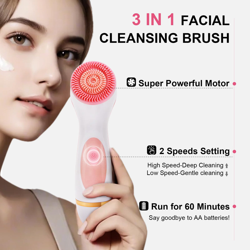 Cepillo facial Yevsinbay con rotación 360° para limpieza profunda de poros.
