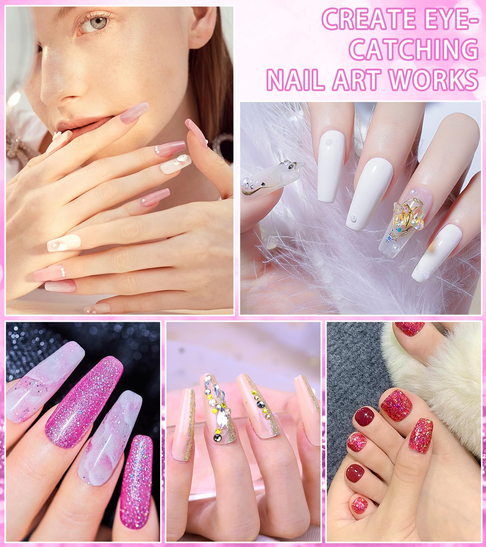 YEVYO 200-piece nail tips clear and white for practice.
