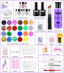 YEVYO acrylic nail kit powder colors demonstrating smooth coverage options